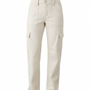 Stretch Vegan Leather Cargo Pants